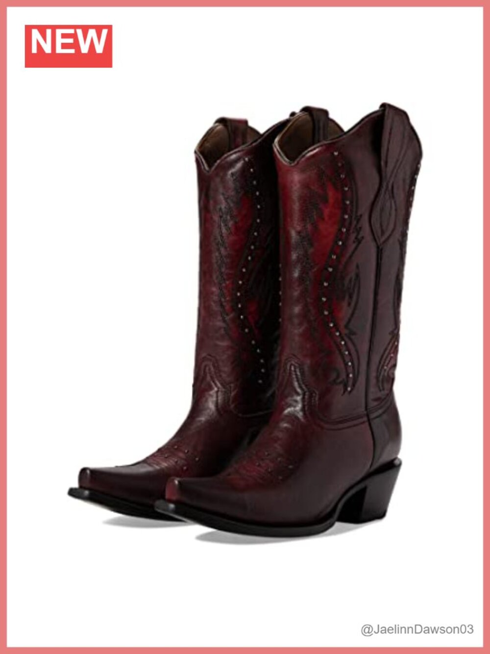 Corral Leather Western Boots with Embroidered Studs Wine